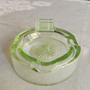 Vintage Uranium Green Glass Ashtray
